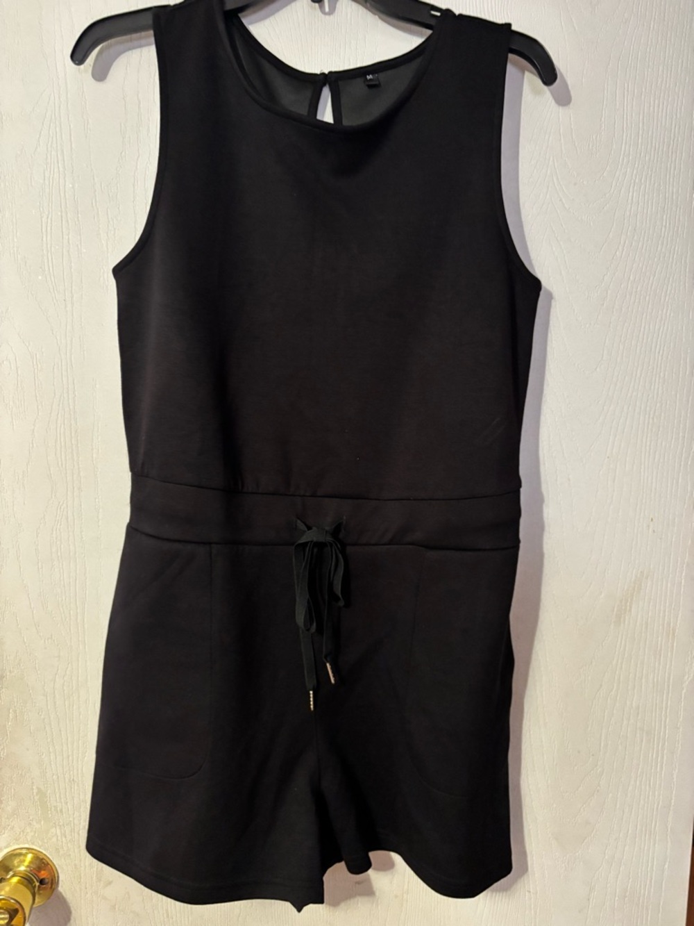 Black Sleeveless Romper with Waist Tie